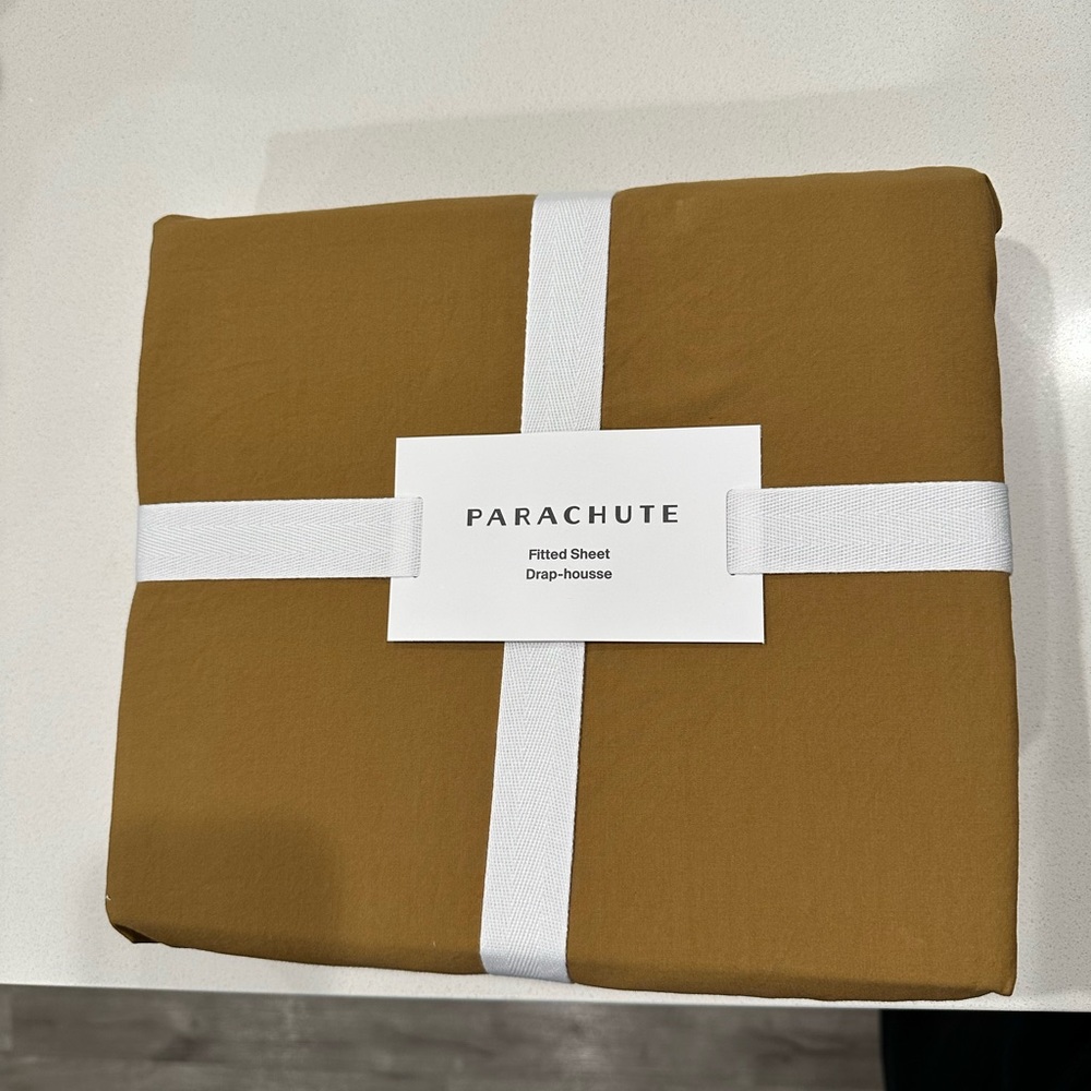 Parachute Brushed Cotton King/Cal King Fitted Sheet- Ochre